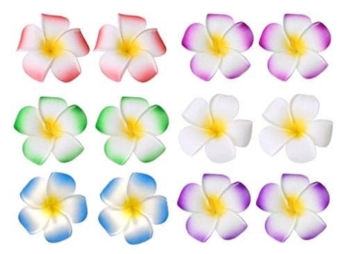 ALIMITOPIA Hawaiian Plumeria Hair Clip Foam Artificial Tropical Flower Hairpin Barrette Hair Accessories for Luau Beach Party(Plumeria Flower;12pcs;Medium Size)