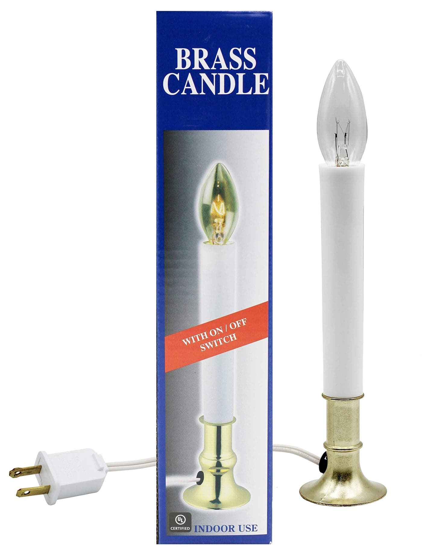 Creative Hobbies® Electric Window Candle Lamp with Brass Plated Base, On/Off Switch, Light Bulb, Ready to Use!