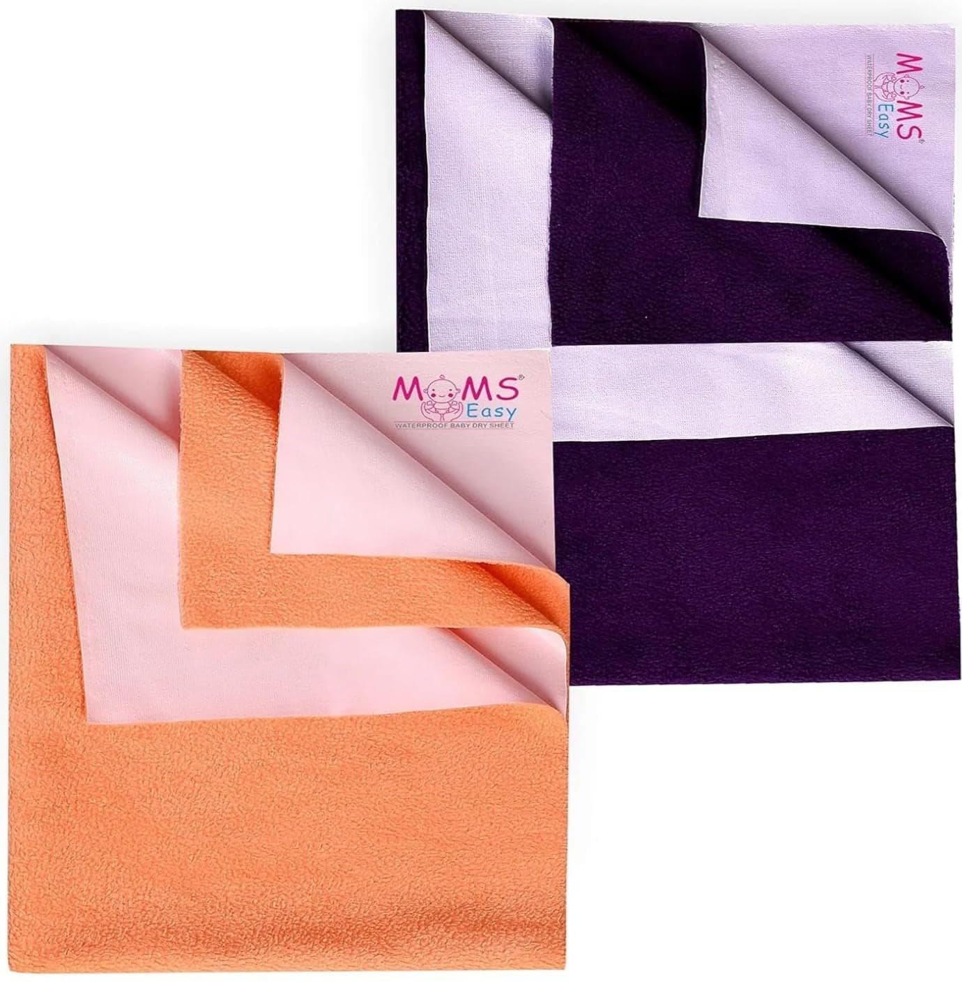 MOMSEASY New Born Baby Urine Mat Waterproof Baby Mat Waterproof Quickly Dry Sheet and New Born Care Products Combo2 PeachPlum Medium 100x70 cm
