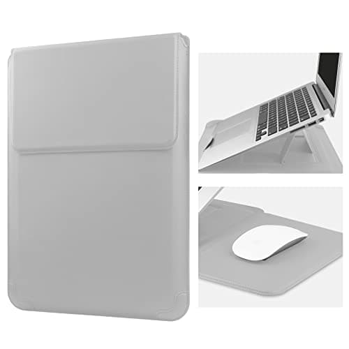HoYiXi 15 16 Inch Laptop Sleeve Case Leather Bag for MacBook Pro 16 2021 & 2019/ASUS Vivobook 15/Huawei MateBook D15/HP 15.6" PC/MacBook Pro 15/Surface Laptop 3/Dell Inspiron 15/IdeaPad, Silver