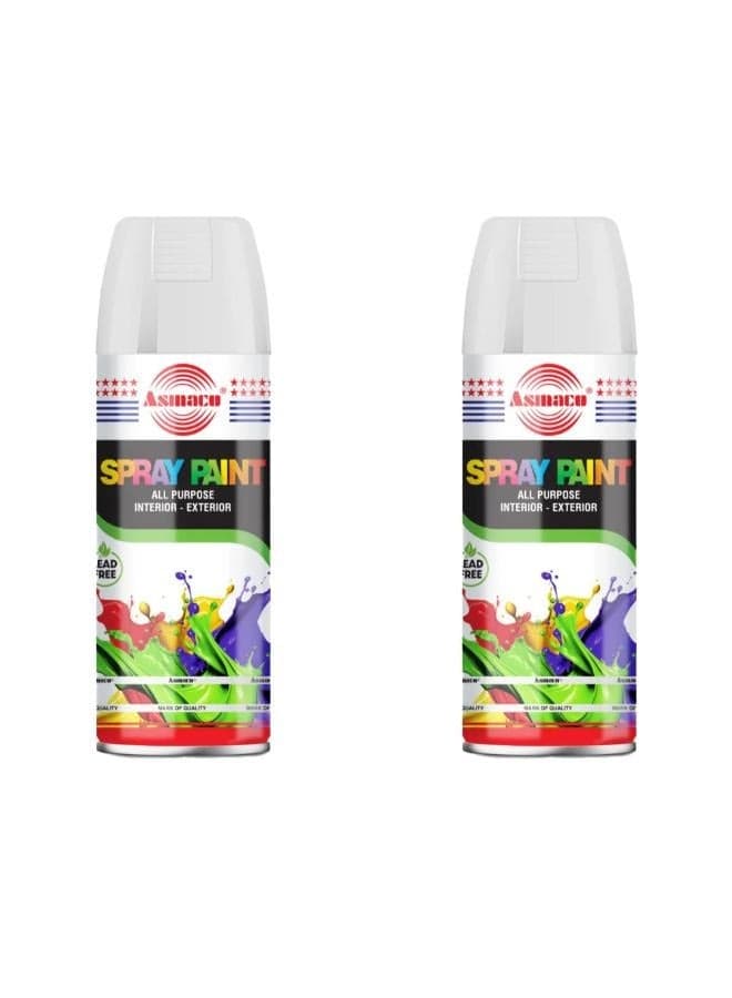 Asmaco Spray Paint - Matt White - 400 Ml - Set of 02