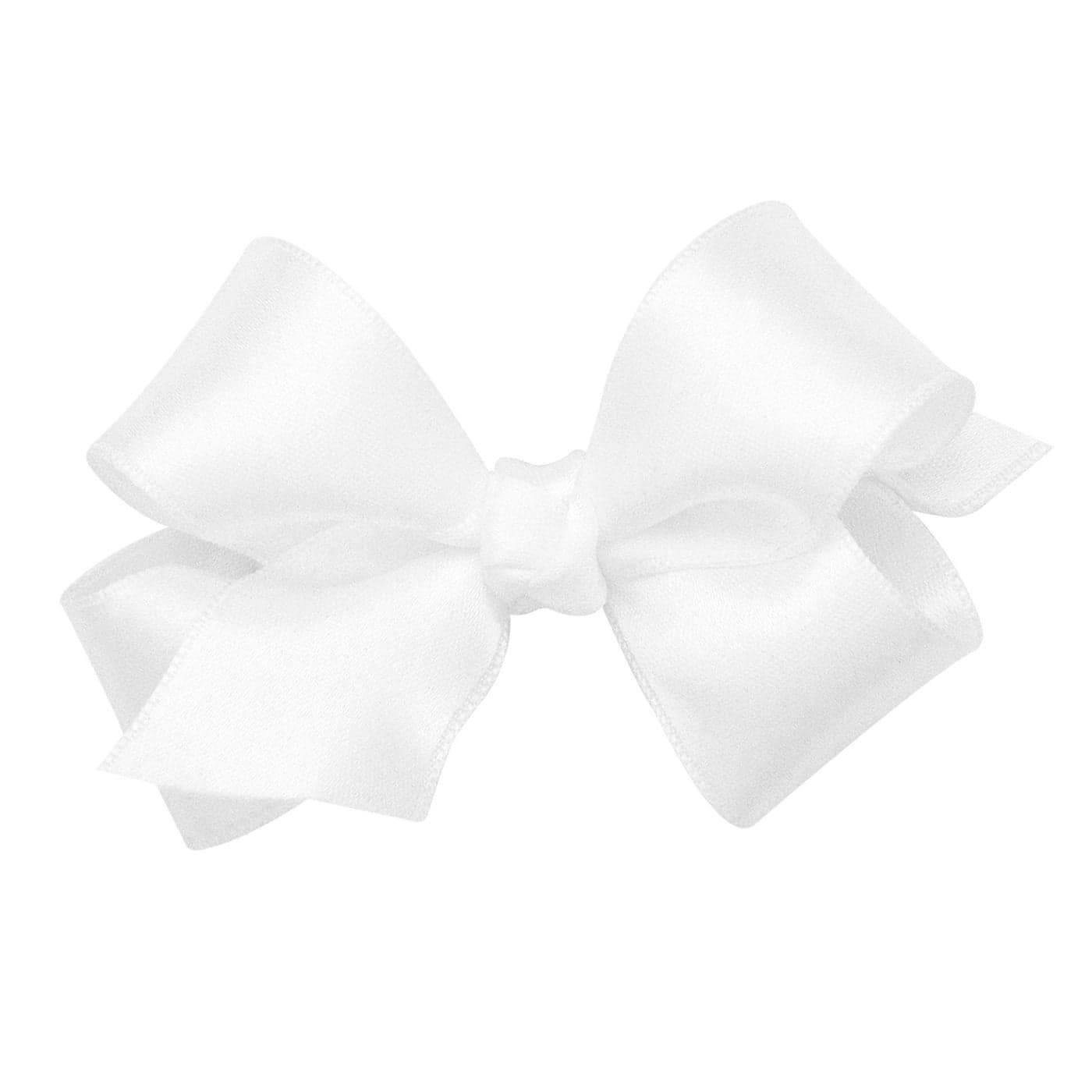 Wee Ones Girls Classic French Satin Hair Bow on a WeeStay Clip with a Knot Wrap Center Mini White