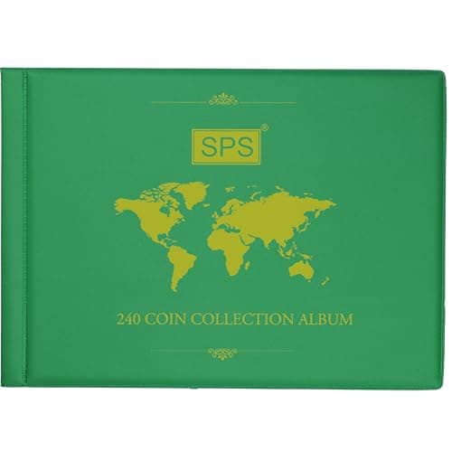 SPS Coin Collection Album – 240 Pockets | Holds Small & Large Coins | 14 Sheets | Premium Storage for Collectors | Coin Organizer | Emerald Green