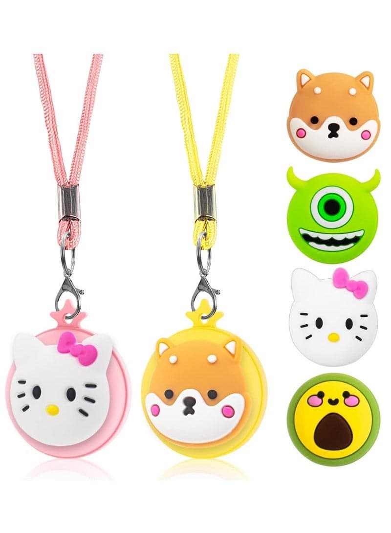 AirTag Necklace Kids, 2 Pack Holder for Apple Air Tag Toddler Silicone Hidden Case Convenient Than Wristband Bracelet Child AirTags Holder for Girls (Pink, Yellow), silicone
