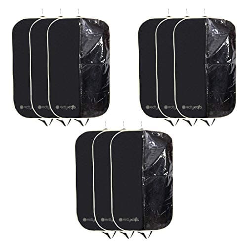 PrettyKrafts Half Transparent Blazer Cover| Suit Covers with Zip for Men,Women|Cloth Organizer for Wardrobe|Premium Zipper & Transparent Window|Foldable Style Cover for Luggage (Set of 9) - Black