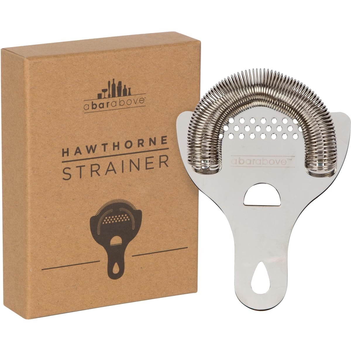 A Bar Above Hawthorne Strainer for Cocktails – Bar Strainer Cocktail w/High Density Spring – Mirrored Stainless Steel Finish Drink Strainer - Cocktail Strainer for Boston Shakers & Mixing Glasses