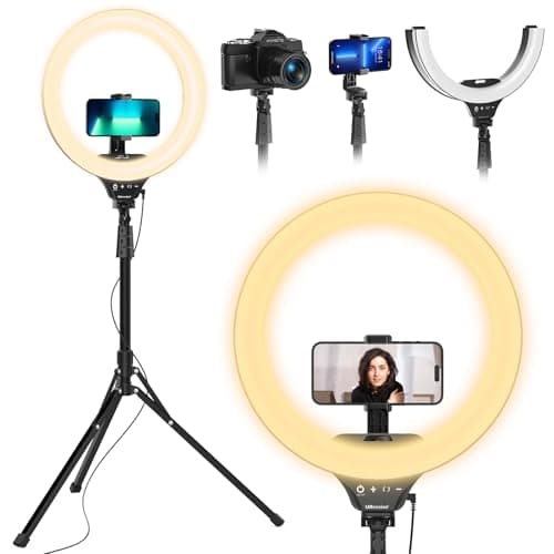 UBeesize 14 LED Foldable Ring Light with 62 Tripod Stand Selfie Ring Light for Video Recording Live Streaming TikTok YouTube Compatible with iPhone Android Black