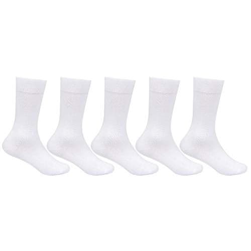 Bonjour Kids Cotton Full Length Plain White Color School Socks For Boys & Girls - Pack Of 5