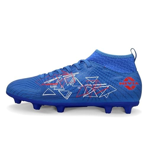 Nivia Pro Carbonite 7.0 Football Studs for Men, 3D-Embossed Synthetic Leather Upper, TPU Sole with Square Studs, Die-Cut Soft EVA Sockliner, Mid Blue, UK08
