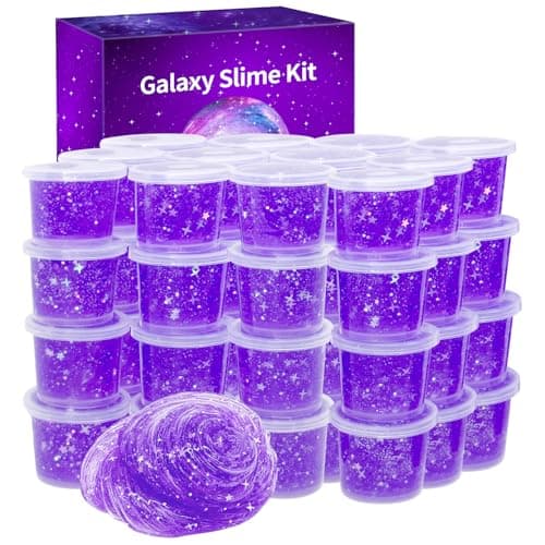 24 Pack Galaxy Star SlimeParty Favor for Kids Girls BoysNon Sticky Stress Anxiety Relief Super Soft Sludge Toy
