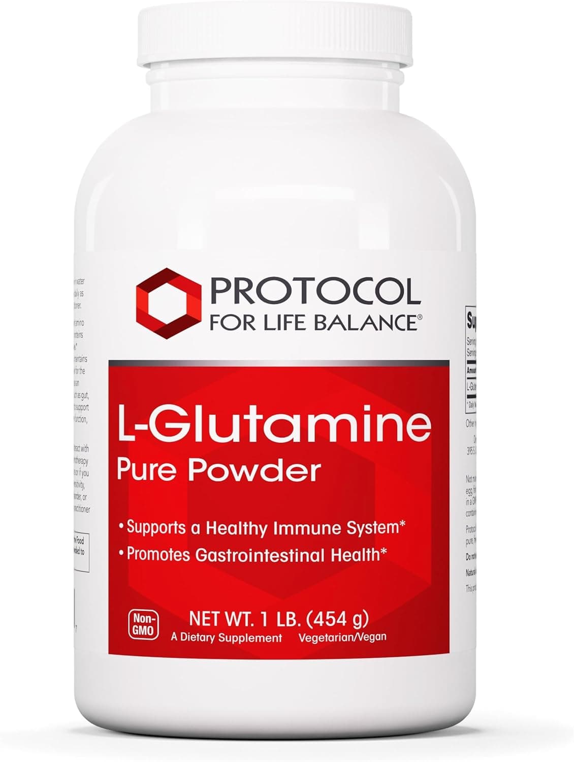 PROTOCOL FOR LIFE BALANCE LGlutamine Pure Powder Muscle Tissue Gut Health and Immune Support 1 Pound