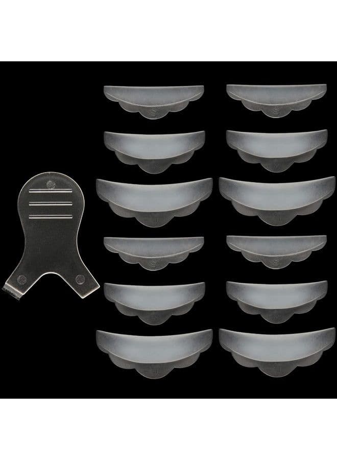 Silicone Eyelash Perming Tool Set, include 6 Pairs Eyelash Perming Curler Silicone Pad and Lash Y Brush, 13 Pieces Totally