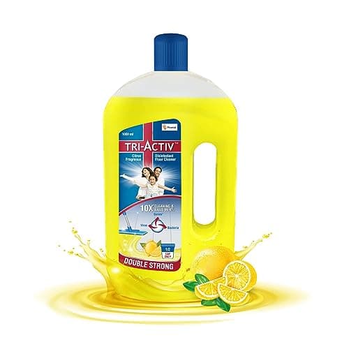 Tri-Activ Double Strong Disinfectant Floor Cleaner | Half Cap Only | 10X Cleaning with 99.9% Germ kill | Citrus Fragrance - 1000 ml x Pack of 1