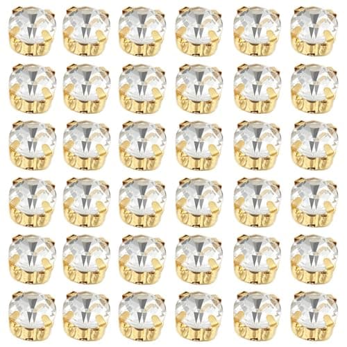 100pcs Gold Claw Sew On Rhinestones Flatback Crystal Glass Gems Crafts Sewing for Needlework Clothes Dress Bag Shoes AccessoriesCrystal4mm