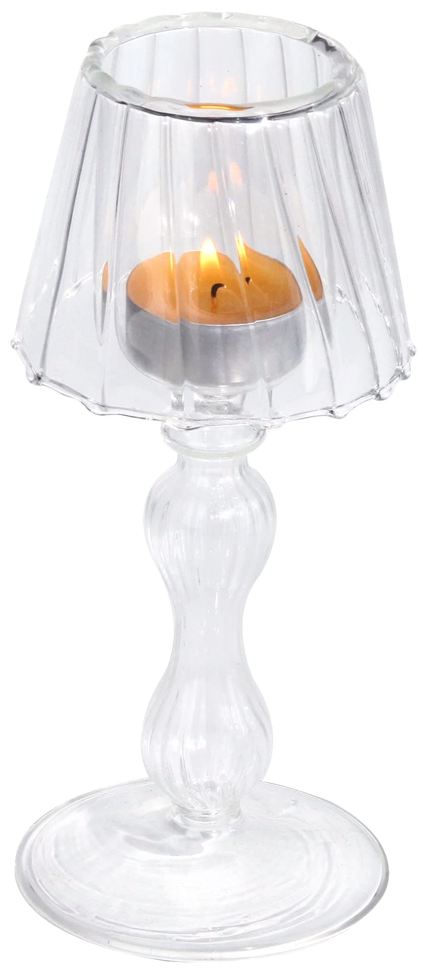 Gurfuy Desk Lamp Shaped Glass Candle Holder Glass Hurricane Candleholder Crystal Decorative Candle Stand for Table Wedding Dinning Centerpieces Party Supplies Festival Decor Clear