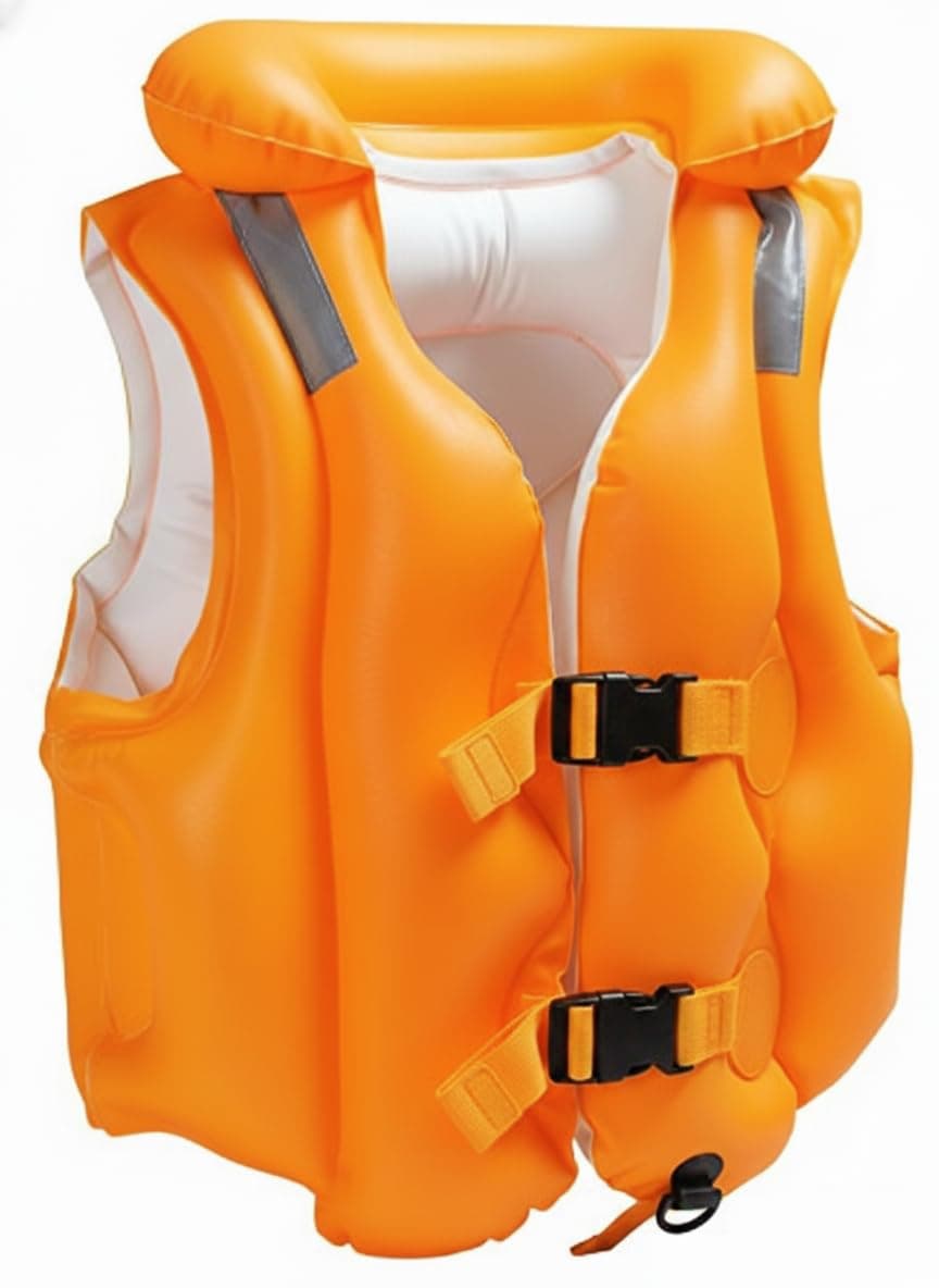 Enorme Swim Vest for Kids | Adjustable Inflatable Floating Jacket | Swimming Aid for Children | Durable PVC Life Vest with Double Buckle & Neck Support | Ideal for Pool & Beach Use - (Pack of - 1)