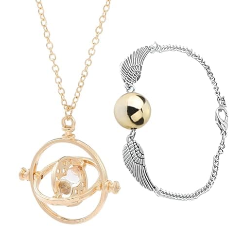 Bracelet for Harry Potter Bracelet and Necklace Set, Golden Pendant Necklace with Matching Bracelets, Stylish Pendant Set for Women and Men, Great Gift for Harry Potter Fans