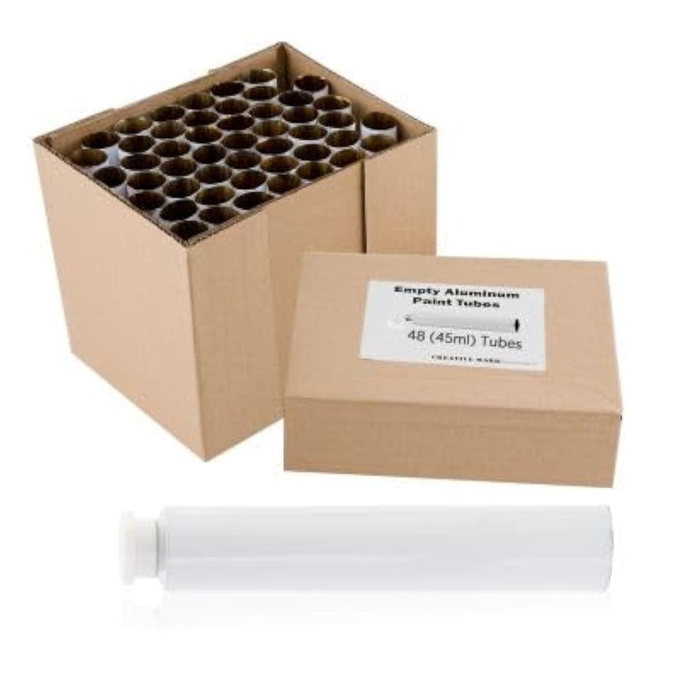 Creative Mark Empty Paint Tubes Box of 48 Empty Aluminum Paint Tubes Caps 45ml EasyOpen Caps Easy to Crimp Perfect for Storing Custom Mixed Acrylics Gouaches Watercolors Oils