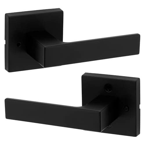 Kwikset Singapore Interior Privacy Door Handle with Lock, Door Lever For Bathroom and Bedroom, Matte Black Reversible Keyless Turn Lock, with Microban Protection