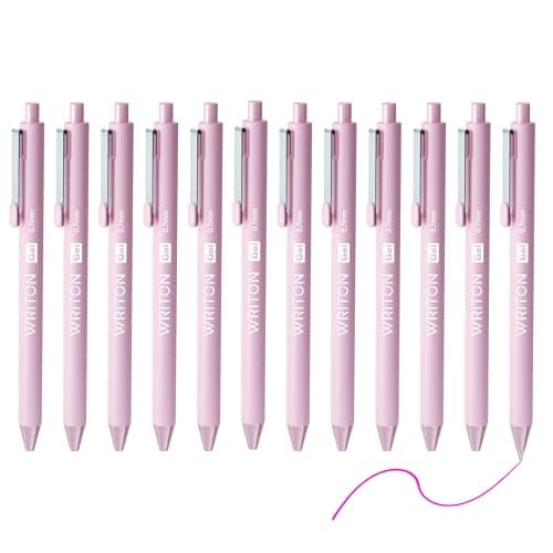 Writon Retractable Gel Pens Comfort Barrel 07mm Fine Point Light Purple Barrel Fuchsia Ink 12 Pack
