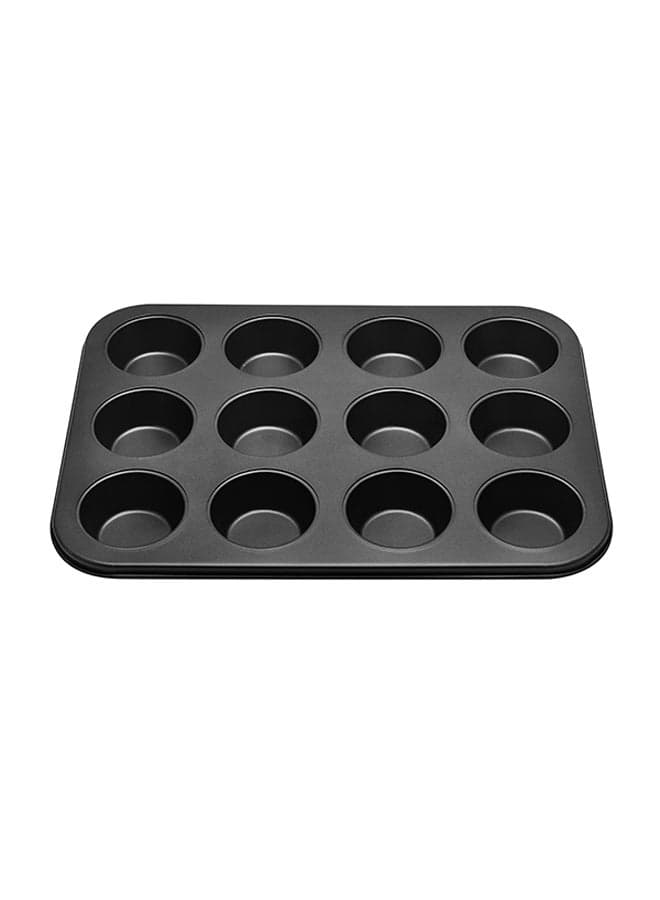 Non-Stick Muffin Tray Baking Pan 12 Cup black 35.5cm