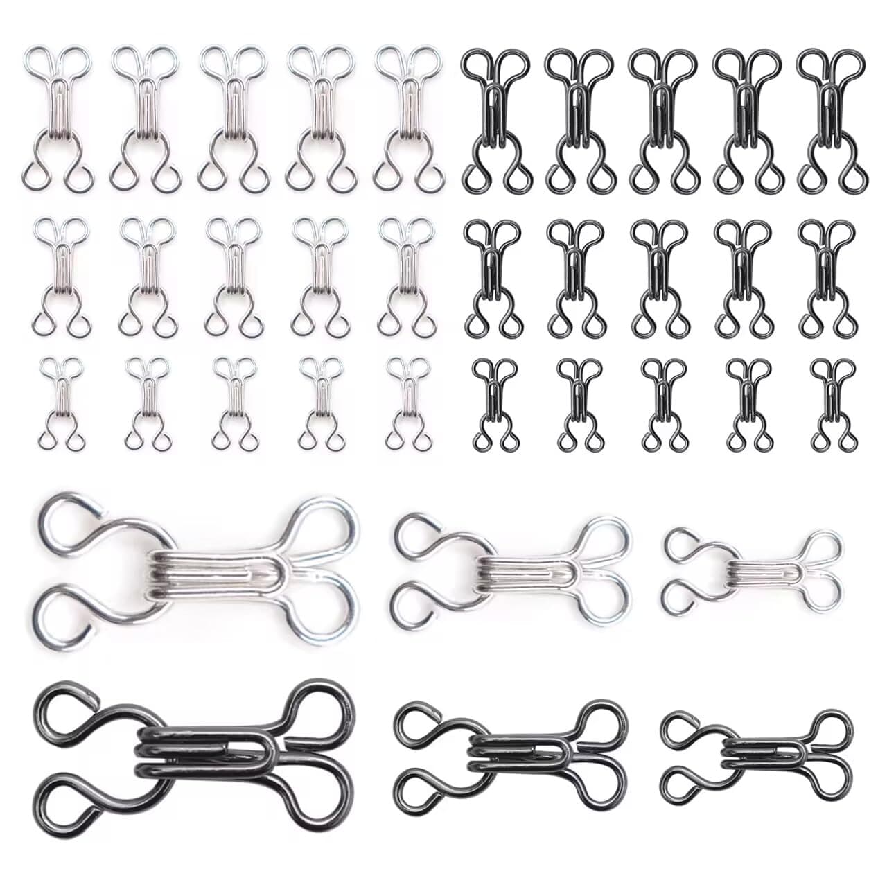 Sewing Hook and Eye Fastenings for Clothes 60 Pairs Metal Bra Hooks and Eyes Fasteners for Sewing Clothing Coat Trouser Closures