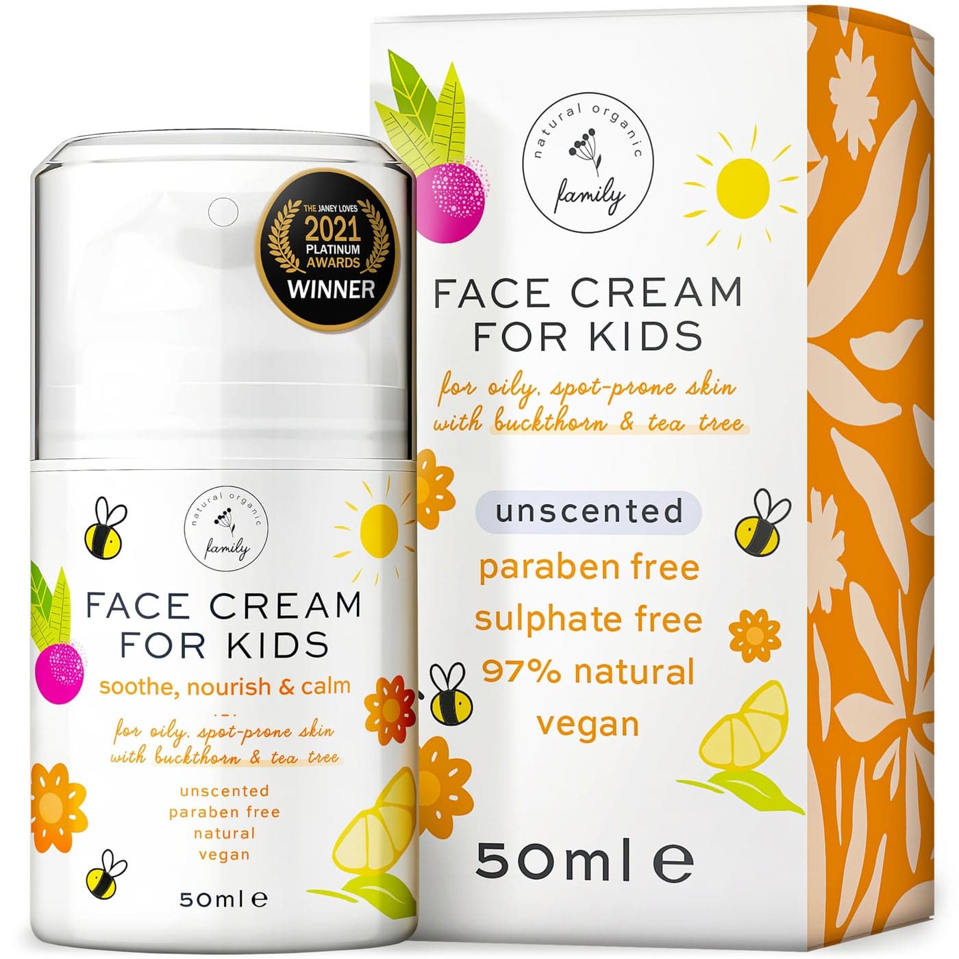 AwardWinning Kids Face Cream Gentle Calming Moisturizer with Natural Ingredients for Sensitive All Skin Types FragranceFree