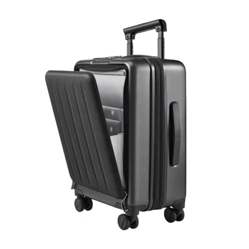 NINETYGO Carry on Luggage 22X14X9 Airline Approved with Front Pocket, 20 Inch Luggage with Front Compartment, Expandable, Double Spinner Wheels, Hardsided PC, TSA Lock (Black, Seine Max)