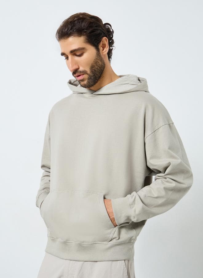 Khaki Printed Oversized Hoodie