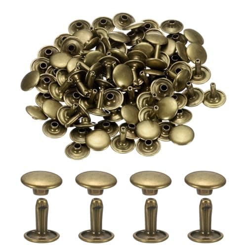 uxcell 120Set Leather Rivets 12mm Double Cap Rivet Tubular Metal Studs Repairs Decoration Craft Accessories for Repair Decorate Leather Craft Belt Bag Shoes Purse Belts Bronze