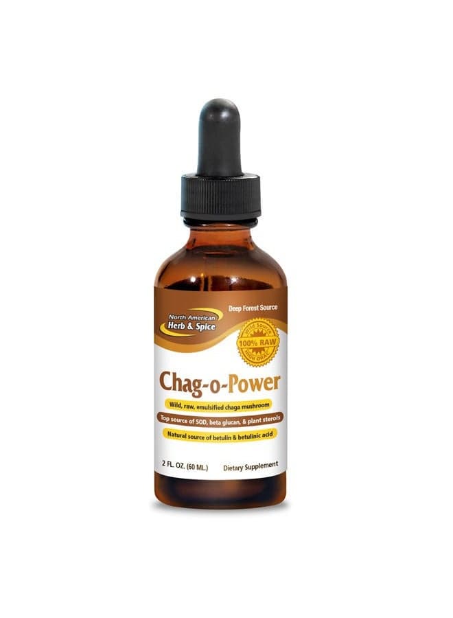 Chag-o-Power - 2 fl oz - Wild, Raw, Emulsified Chaga Mushroom - Heart Healthy - Natural Source of Betulin, Betulinic Acid, Sterols & SOD - 88 Servings