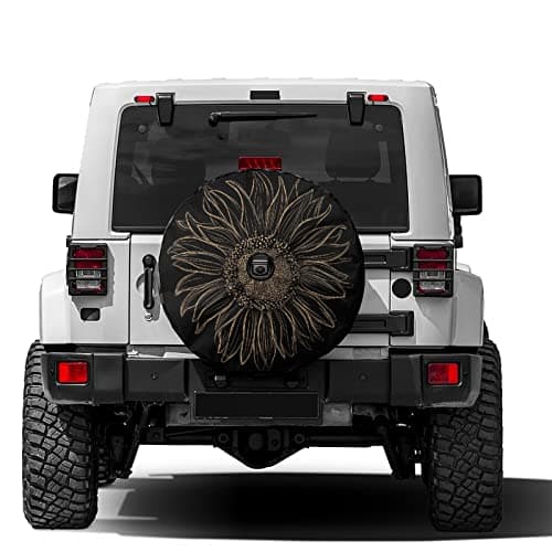 Delerain Sunflower Spare Tire Cover with Backup Camera Hole Wheel Protectors Sun Protector Waterproof for RV Trailer RV SUV Truck and Many Vehicle(16 Inch for Diameter 29"-31")