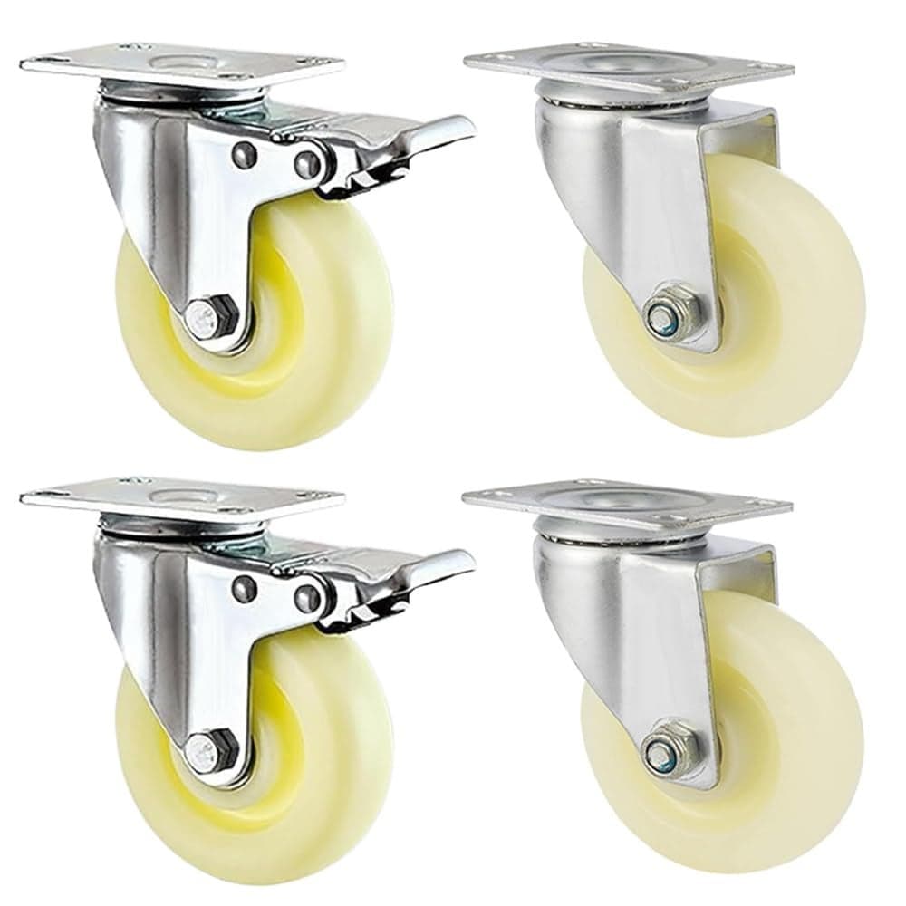 THOISEWELT Industrial Heavy Trolley Caster Wheel 2 Brake 2 Plate Castor Wheel Luggage Transfer Swviel Moving Castor Wheel 4 Inches 1000kg Loading Capacity