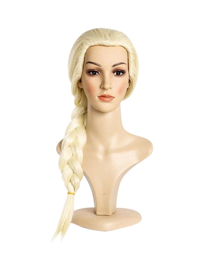 Frozen Elsa Long Curly Plaited Hair Wig Gold