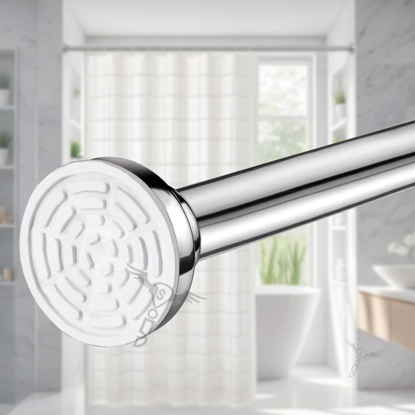 Sittella 125Cm To 220Cm Extendable Shower Curtain Tension Rod NonDrilling AntiSkid Spring Pull Rod Stainless Steel Silver