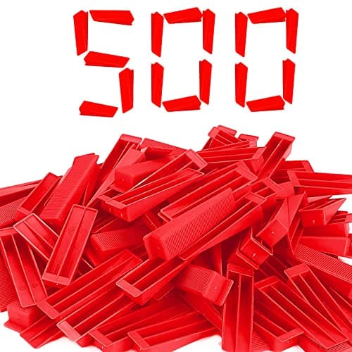 Reusable Leveling Wedges,Reusable Tile Leveling System Wedges for (1/8,1/16,1/32) Inch Spacersand Tile Leveling System Kit,for Tile Leveler Installation (500Pcs, Red)