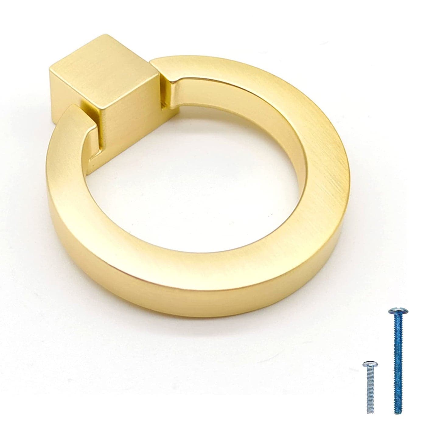 Myxekllo 6 Pcs Brushed Gold Cabinet Ring Pulls Brass Furniture Drawer Pulls Hardware Cabinet Ring Kitchen Drawer Handles Rings
