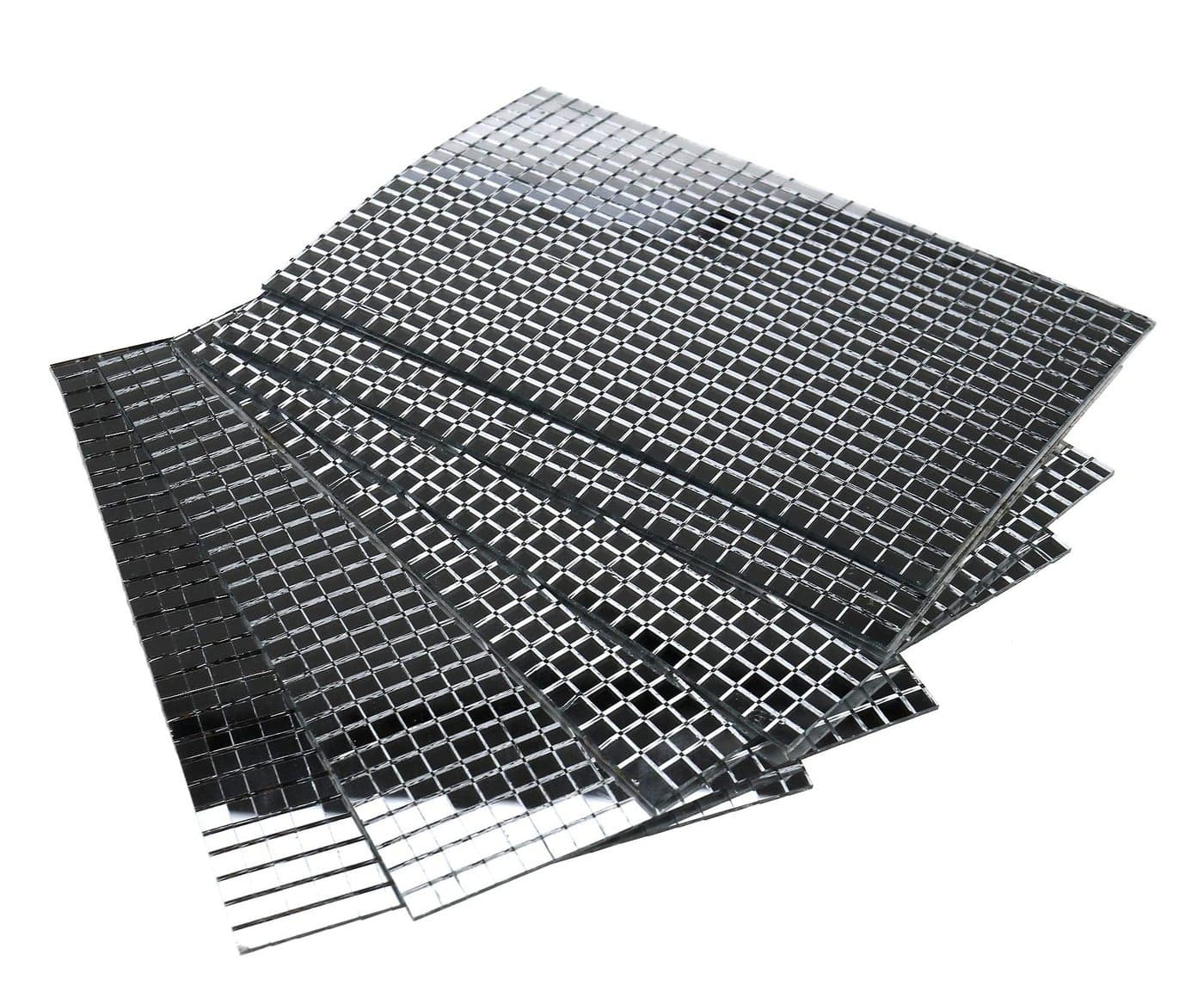 Micro Trader Self-Adhesive Real Glass Craft Mini Square and Round Mirrors Mosaic Tiles (5 x 5 mm)