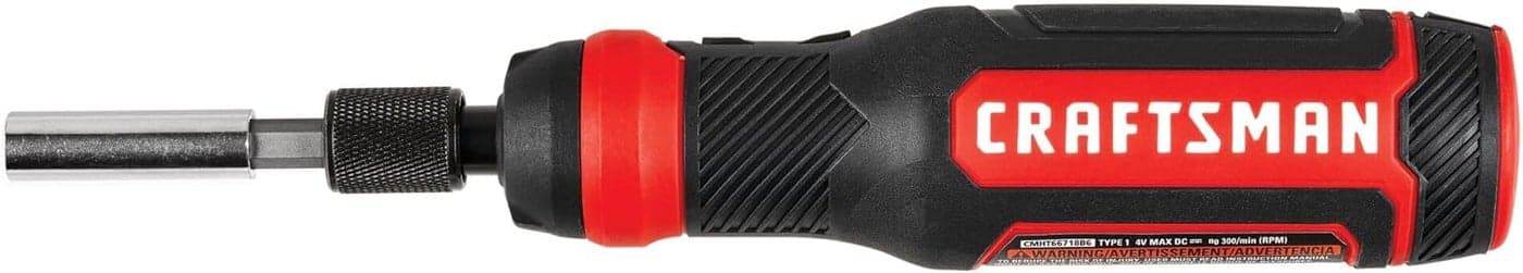 CRAFTSMAN 4V Electric Screwdriver Set 300 RPM MicroUSB Charging Port 3Stage Battery Charge Indicator CMHT66718B20