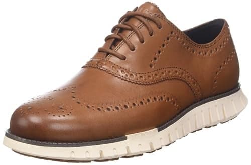 Cole Haan Mens Zerogrand Remastered Wing Tip Oxford, British Tan/Ivory, 8-W US