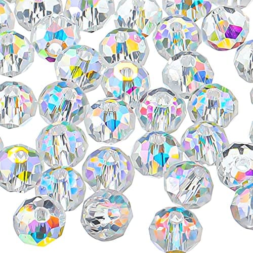 Highergo 500 Pieces DIY Glass Crystal Rondelle AB Glass Beads Faceted Rondelle Beads for Bracelets Necklace Pendants Jewelry Making DIY Craft Project Supplies 8 mm