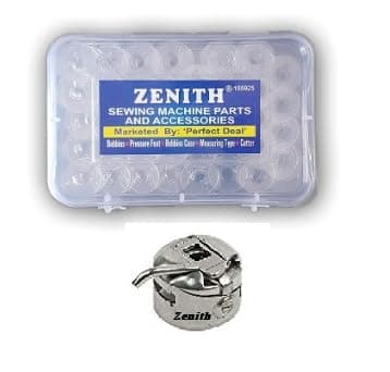 Zenith Combo 50 Plastic Sewing Machine Bobbins and 1 Bobbin Case, Clear - Set of 50 Pieces + 1 Bobbin Case (Steel and Transparent)
