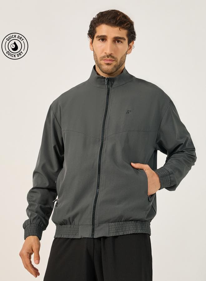 Relaxed Fit High Neck Jacket with Mesh Lining