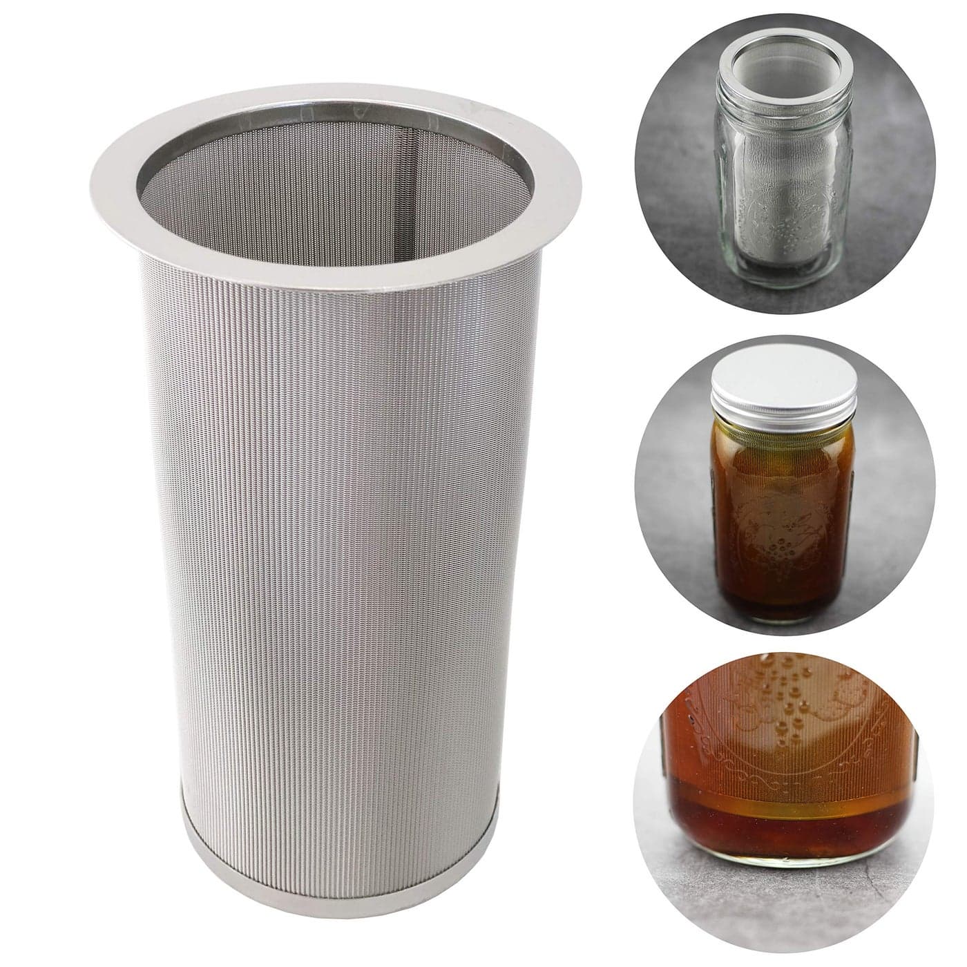 Cold Brew Coffee Filter for Wide Mouth Mason Jar Food Grade 304 Stainless Steel Ultra Fine Mesh Tea and Fruit infuser Iced Coffee Maker Iced Tea Maker Cold Brew Coffee Maker