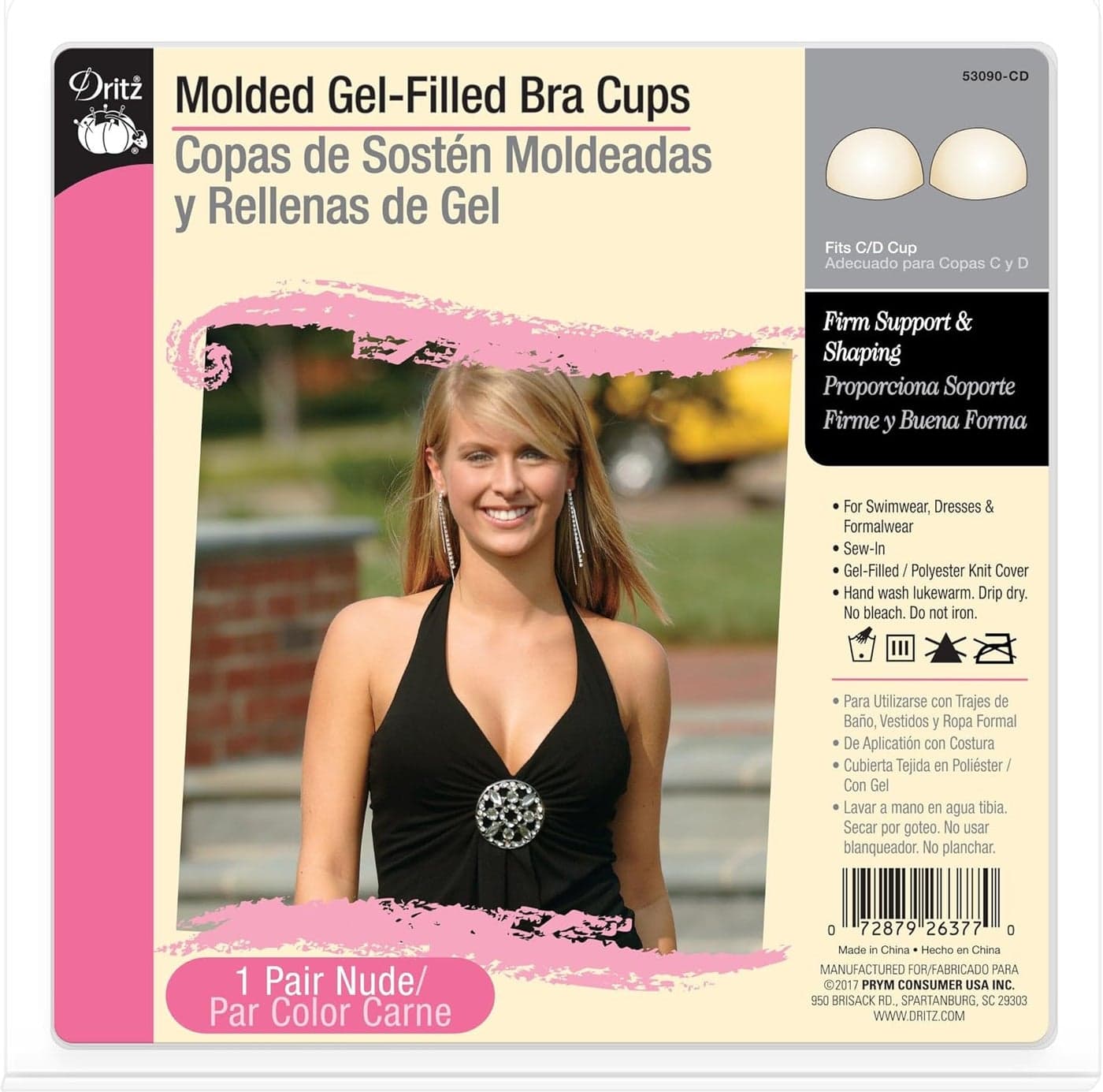 Dritz Molded GelFilled Bra Cups CD 1 Pair Nude