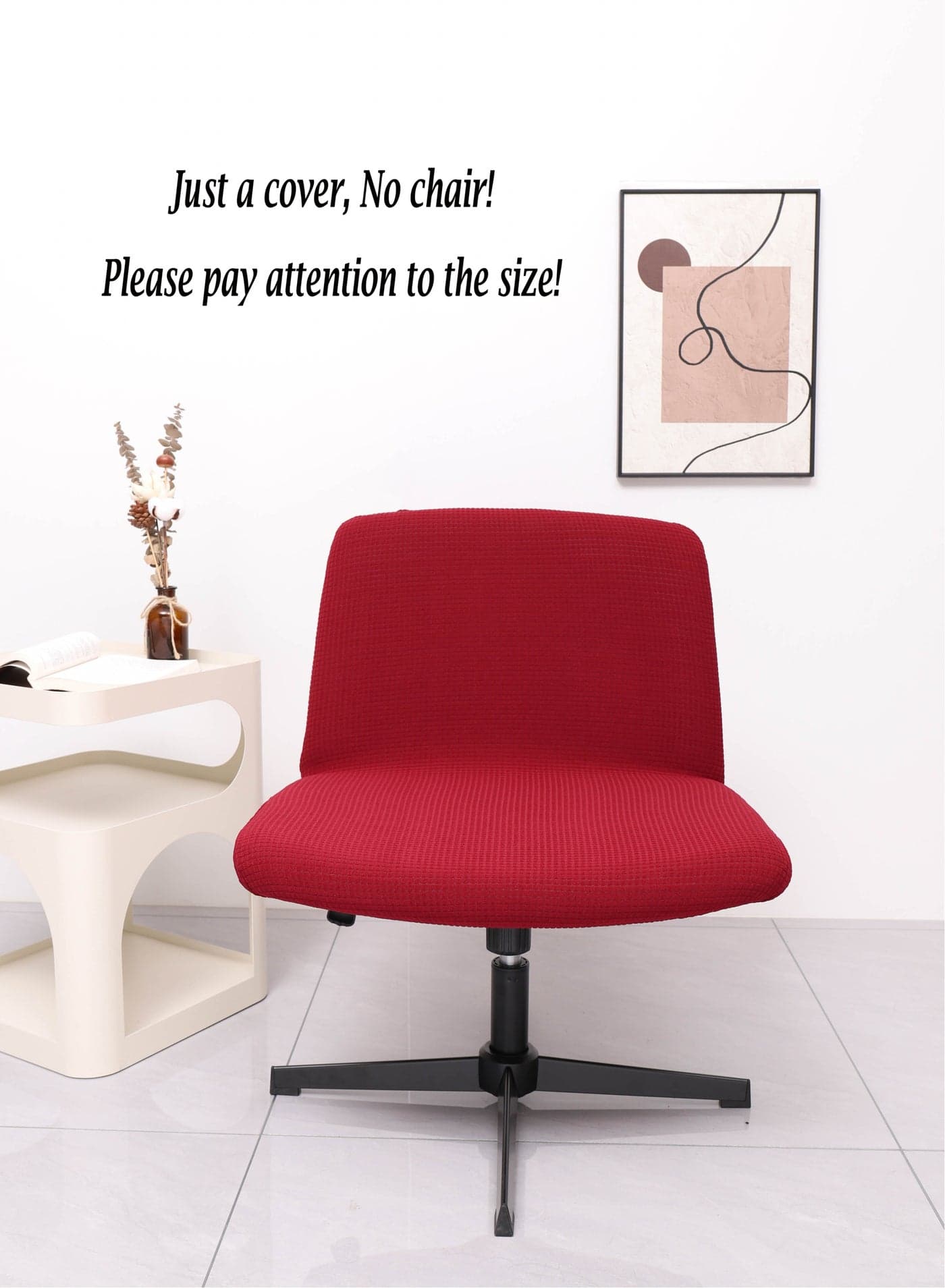 Waterproof Armless Chair Slipcover Stretch Criss Cross Slip Cover Accent Chair Covers Jacquard Wide Seat Office Desk Chair Cover for Swivel Task Vanity Furniture Mid Back Accent Chair Cover(Just a cover, No chair!)