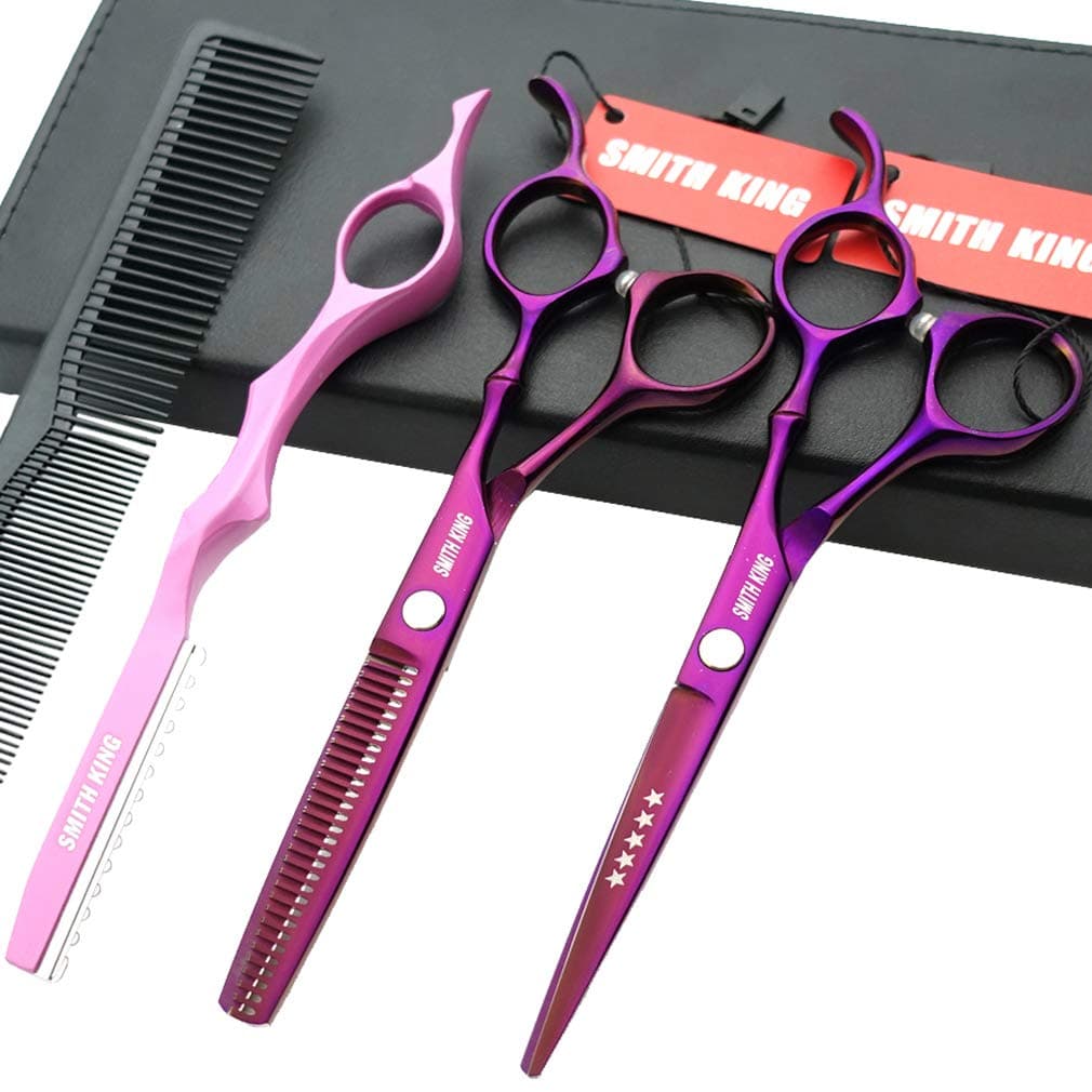 60 Inches Professional hair cutting thinning scissors set with razor Violet