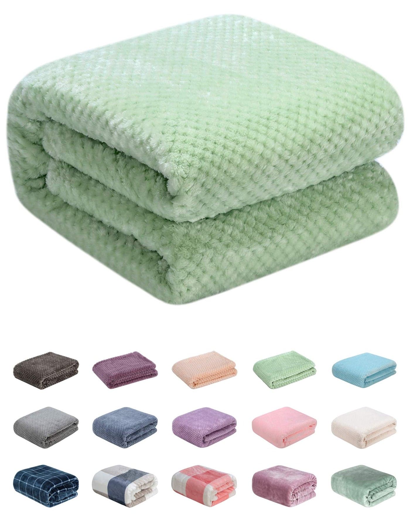Fuzzy Throw Blanket, Plush Fleece Blankets for Adults, Toddler, Boys and Girls, Warm Soft Blankets and Throws for Bed, Couch, Sofa, Travel and Outdoor, Camping (Throw(50"x70"), L-Pastel Green)