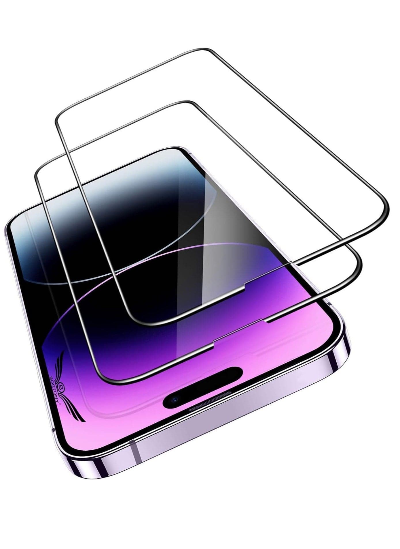 2-Pack Tempered Glass Screen Protectors for iPhone 14 Pro Max 6.7" – 9D Full Coverage, Edge-to-Edge, Case Friendly (Clear/Black)