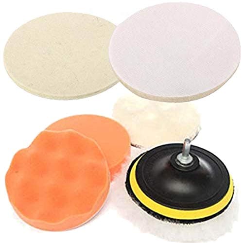 DIY Crafts Pack Of 1 Set, 7" inch Set, Wax Car Polishing Buffing Pad Wool Pad Kit and Felt Pads with Universa (Pack Of 1 Set, 7" inch Set)